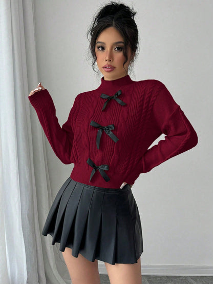 French Bow Knit Soft & Chunky Sweater for Women