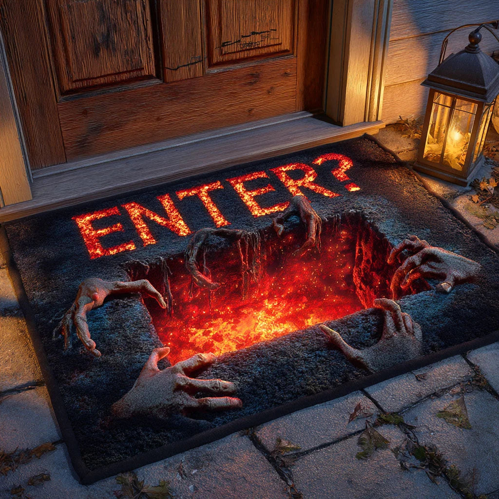 Enter Lava Pit Monster Hands Halloween Gate Doormat