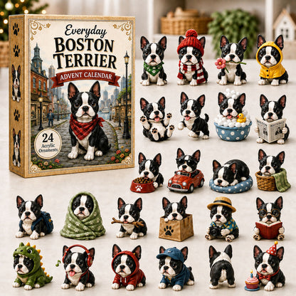 CHRISTMAS KICKOFF 40% OFF - Everyday Boston Terrier Advent Calendar 2026 - 24-Day Festive Countdown, Acrylic Charms Blind Box - Gift For Boston Terrier Lovers AC0NT018