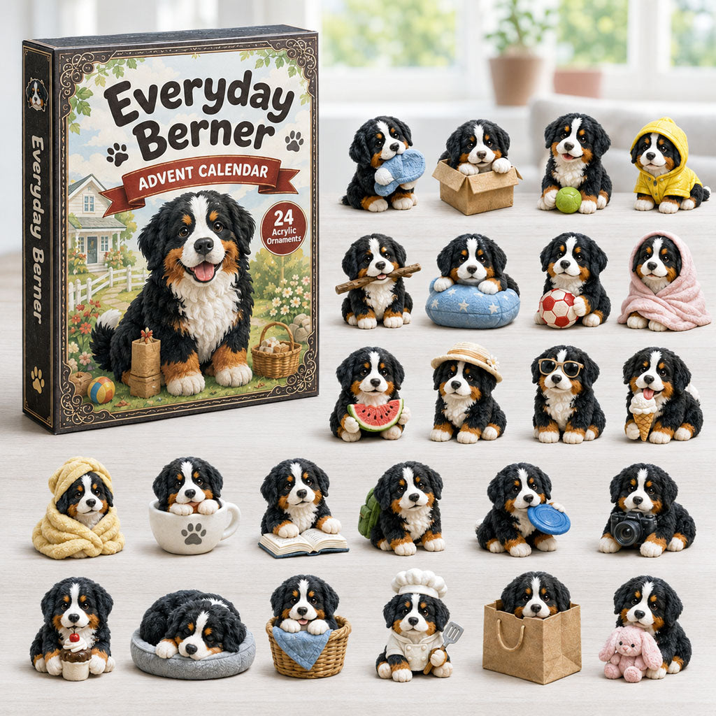 CHRISTMAS KICKOFF 40% OFF - Everyday Berner Advent Calendar 2026 - 24-Day Festive Countdown, Acrylic Charms Blind Box - Gift For Bernese Mountain Dog Lovers AC0HA134