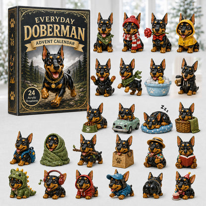 CHRISMAST KICKOFF 40% OFF - Everyday Doberman Advent Calendar 2026 - 24-Day Festive Countdown, Acrylic Charms Blind Box - Gift For Doberman Lovers AC0HA095
