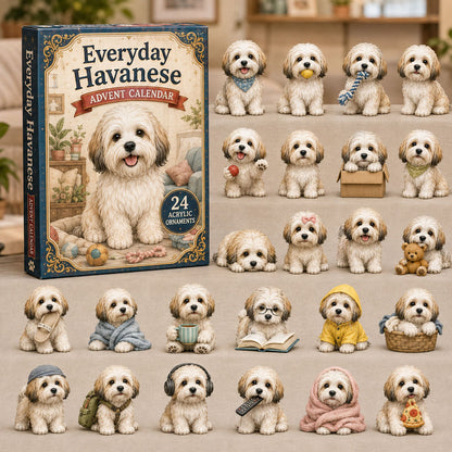 CHRISTMAS KICKOFF 40% OFF - Everyday Havanese Advent Calendar 2026 - 24-Day Festive Countdown, Acrylic Charms Blind Box - Gift For Havanese Lovers AC0NT209