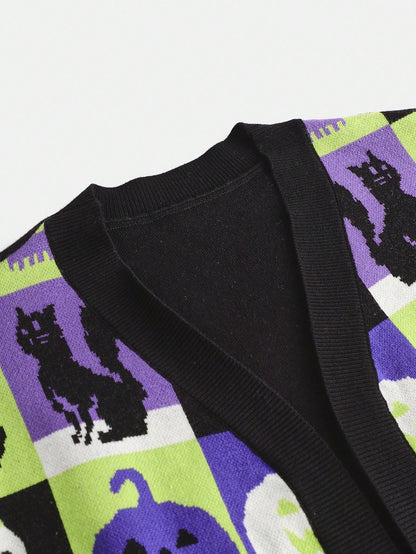 Explorewe Halloween Ghost Cardigan