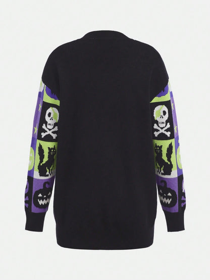 Explorewe Halloween Ghost Cardigan