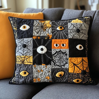 Eyeball & Spiderweb Halloween Quilted Pillow Case