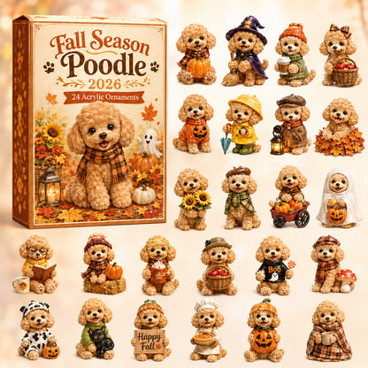 FALL SEASON KICKOFF 40% OFF - Fall Season Poodle Advent Calendar 2026 - 24-Day Festive Countdown, Acrylic Charms Blind Box - Gift For Poodle Lovers AC0HT265