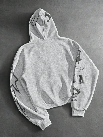 FUTURE Graphic Grey Camo Sleeve Print Hoodie