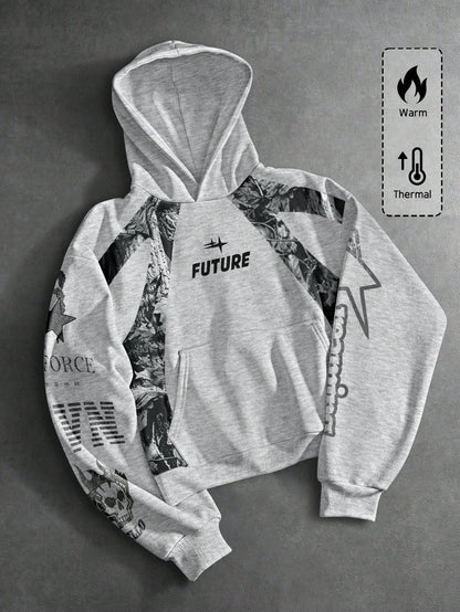 FUTURE Graphic Grey Camo Sleeve Print Hoodie