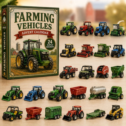 CHRISMAST KICKOFF 40% OFF - Farming Vehicles World Advent Calendar 2026 - 24-Day Festive Countdown, Acrylic Charms Blind Box - Gift For Vehicle Lovers AC0TM222