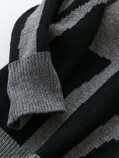 Fashion Pattern Crew Neck Long Sleeve Casual Pullover Graphic Drop Shoulder Monogram Streetwear Knit Sweater