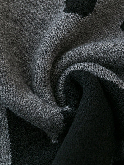 Fashion Pattern Crew Neck Long Sleeve Casual Pullover Graphic Drop Shoulder Monogram Streetwear Knit Sweater