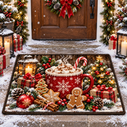 Festive Hot Cocoa Christmas Welcome Door Mat