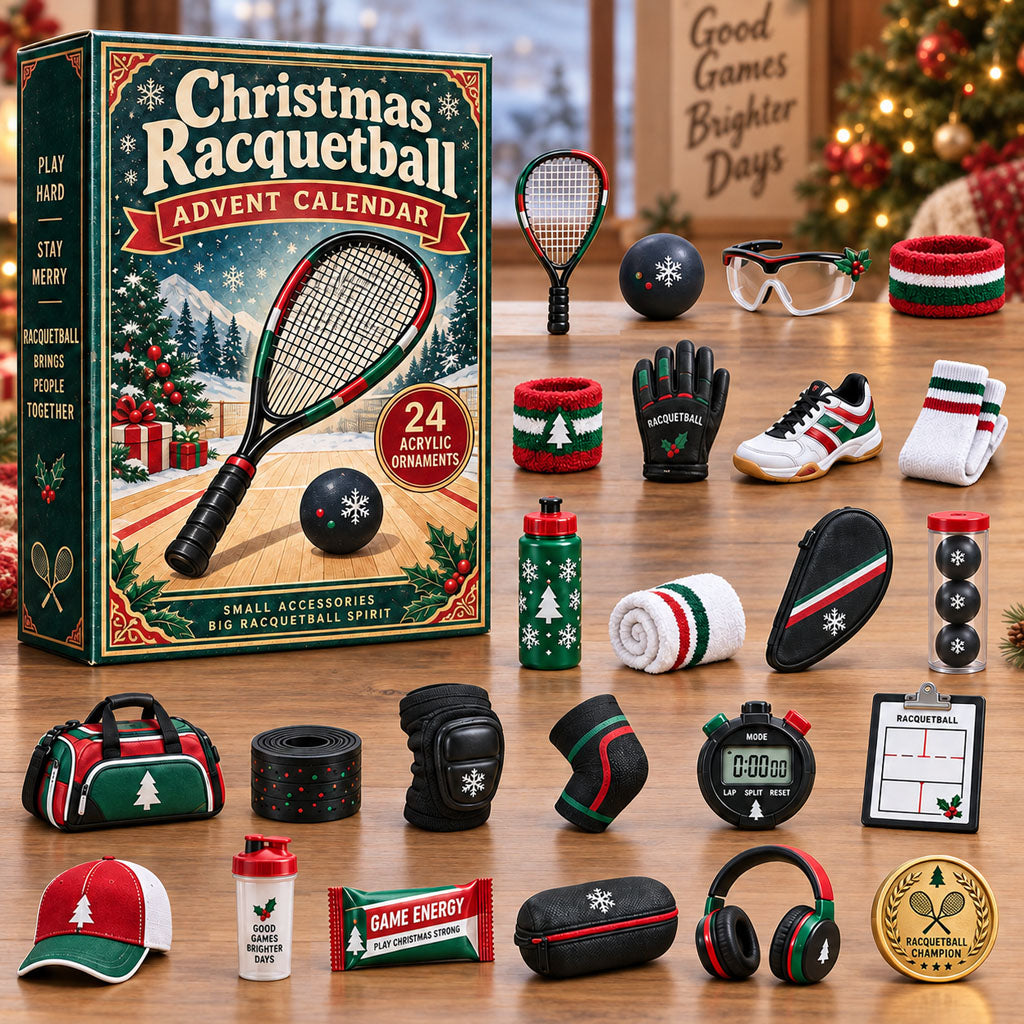 CHRISTMAS KICKOFF 40% OFF - Festive Racquetball Advent Calendar 2026 - 24-Day Festive Countdown, Acrylic Charms Blind Box - Gift For Racquetball Players AC0NT338