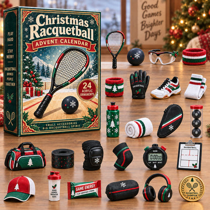 CHRISTMAS KICKOFF 40% OFF - Festive Racquetball Advent Calendar 2026 - 24-Day Festive Countdown, Acrylic Charms Blind Box - Gift For Racquetball Players AC0NT338