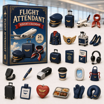 CHRISTMAS KICKOFF 40% OFF - Flight Attendant Advent Calendar 2026 - 24-Day Festive Countdown, Acrylic Charms Blind Box - Gift For Job Lovers AC0HA229