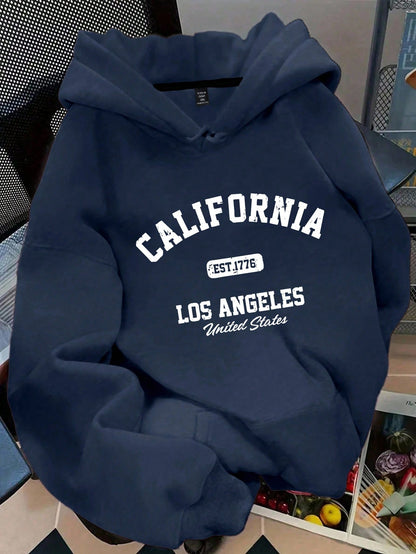 Plus Size Women’s Letter Print Pullover Hoodie Casual Fall & Winter Outfit