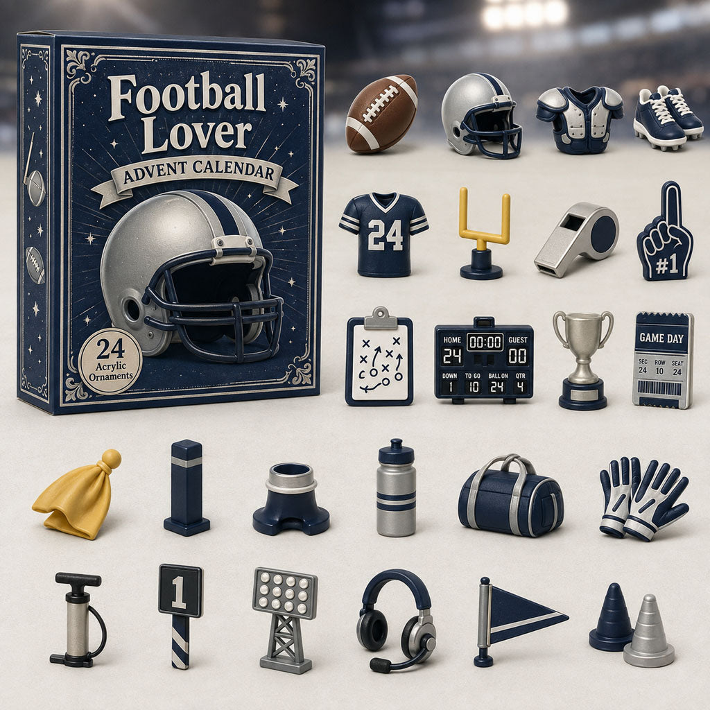 CHRISTMAS KICKOFF 40% OFF - Football Blue Theme Advent Calendar 2026 - 24-Day Festive Countdown, Acrylic Charms Blind Box - Gift For Football Lovers AC0HA051