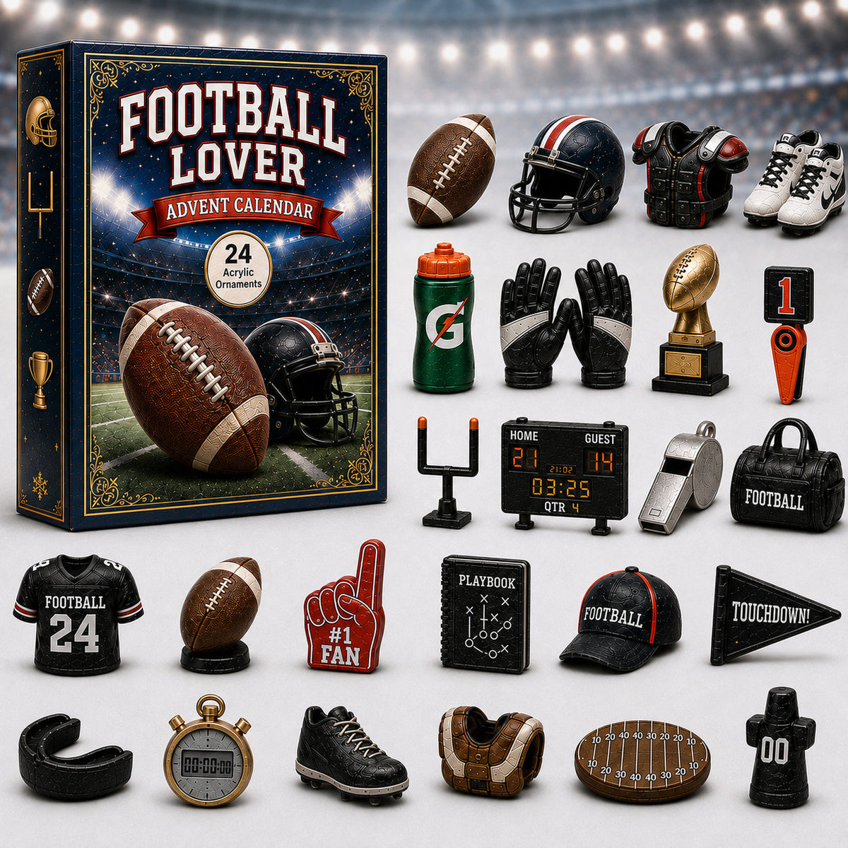 CHRISTMAS KICKOFF 40% OFF - Football Lover Advent Calendar 2026 - 24-Day Festive Countdown, Acrylic Charms Blind Box - Gift For Sports Lovers