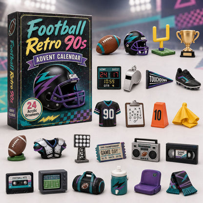 CHRISTMAS KICKOFF 40% OFF - Football Retro 90s Advent Calendar 2026 - 24-Day Festive Countdown, Acrylic Charms Blind Box - Gift For Football Lovers AC0HA054