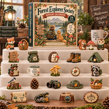 CHRISTMAS KICKOFF 40% OFF - Forest Explorer Society Advent Calendar 2026 - 24-Day Festive Countdown, Acrylic Charms Blind Box - Gift For Mushroom Hunting AC0TH298