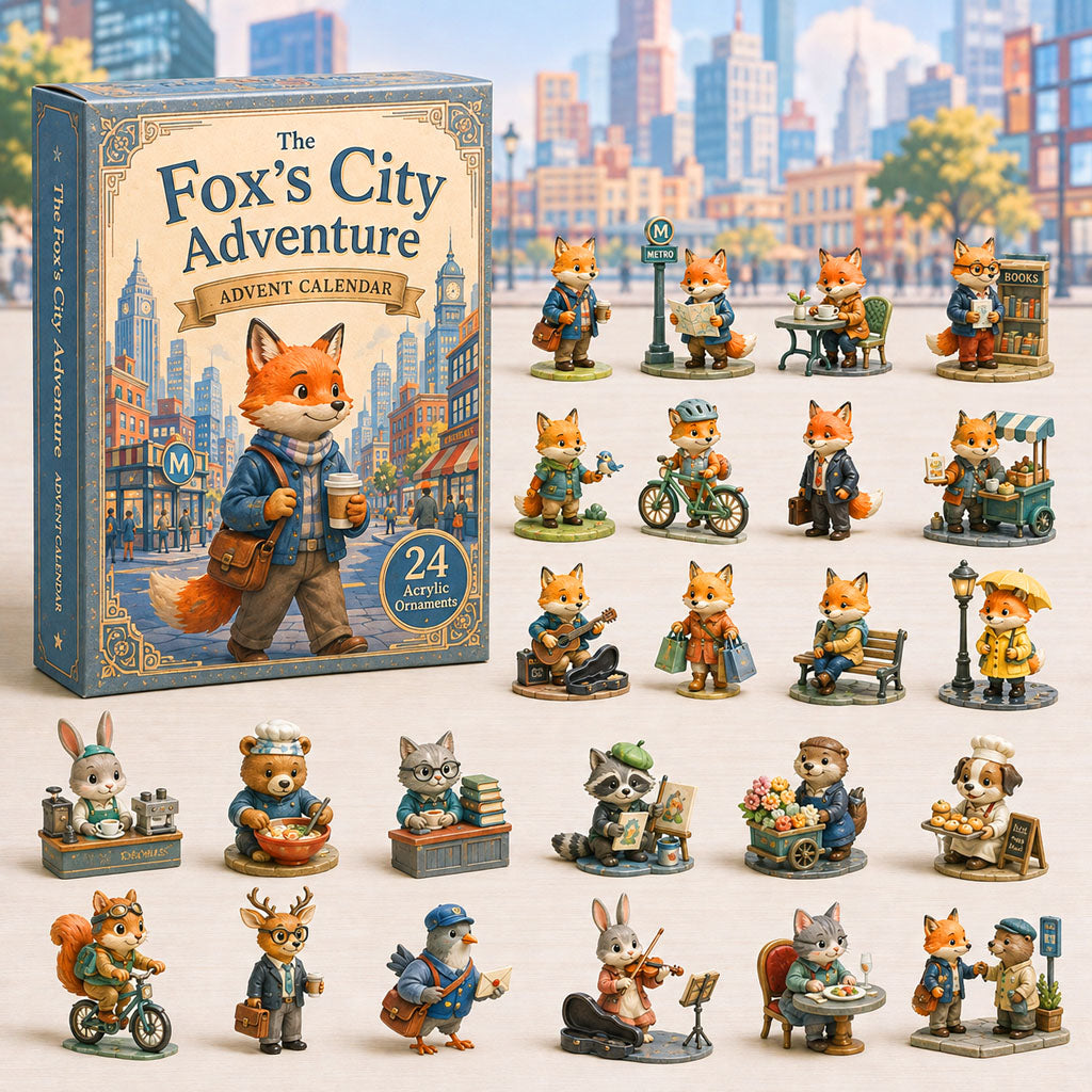 CHRISMAST KICKOFF 40% OFF - Fox City Adventure Advent Calendar 2026 - 24-Day Festive Countdown, Acrylic Charms Blind Box - Gift For Fox Lovers AC0TH076