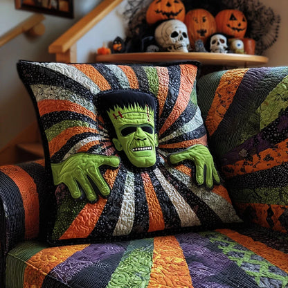 Frankenstein Halloween Quilted Pillow Case