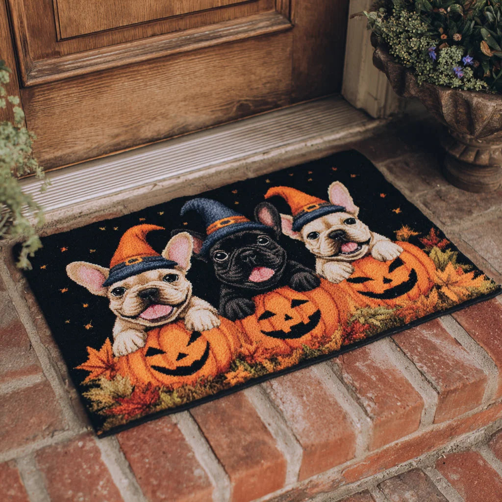 French Bulldog Witch Halloween Gate Doormat