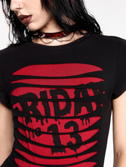 Friday The 13th Distressed Square Neck Horror Tee