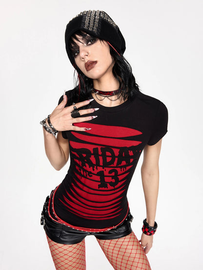 Friday The 13th Distressed Square Neck Horror Tee