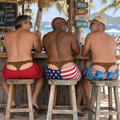 Funny 3D Printed Fake Thong Swim Trunks