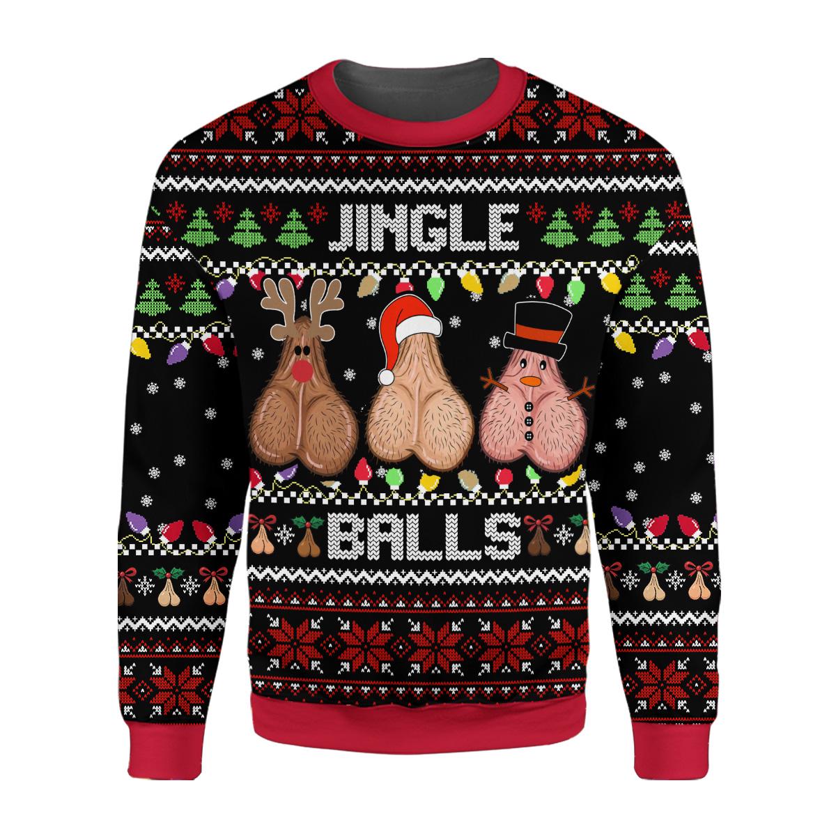 Funny Adult Ugly Christmas Sweater Jingle Balls