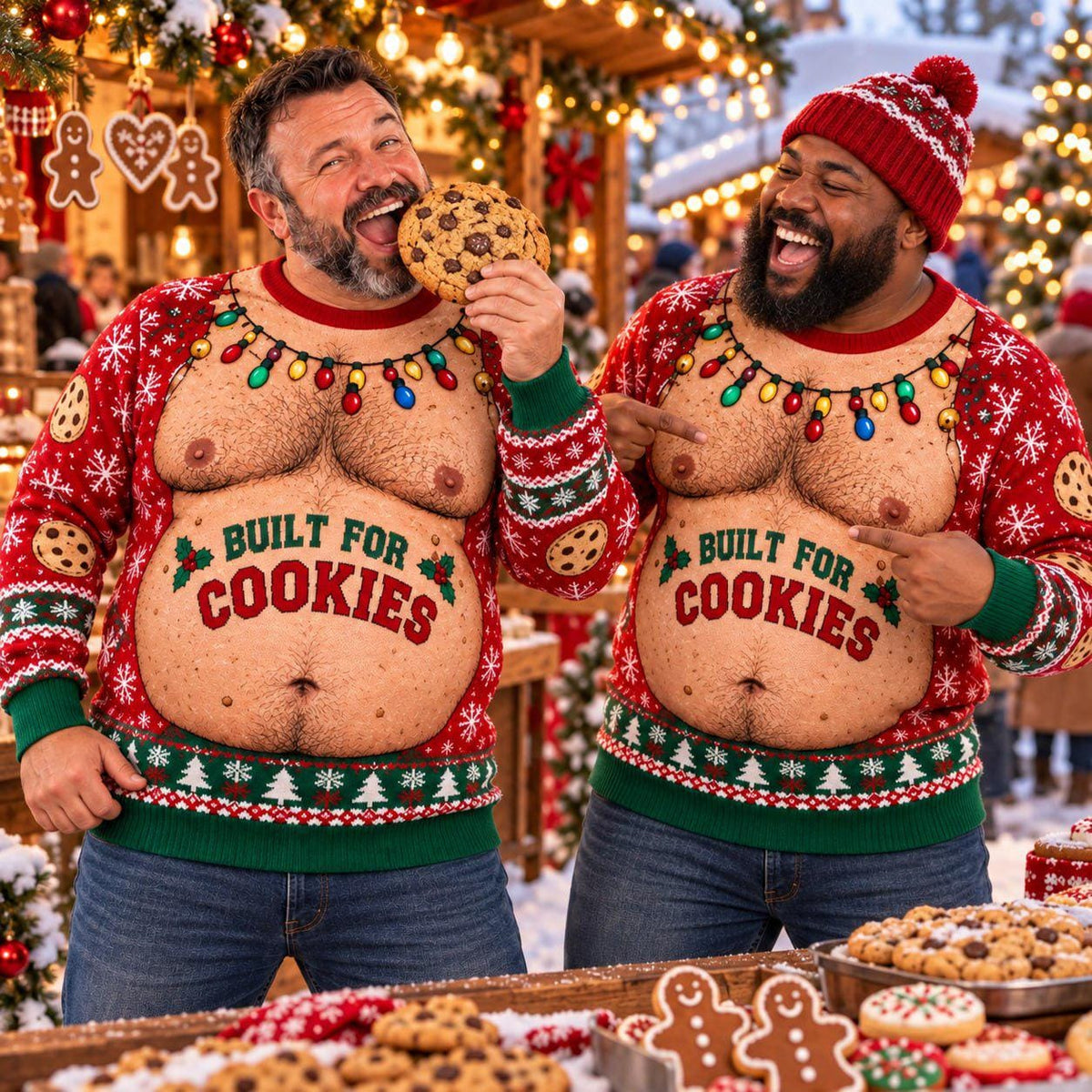 Funny Built For Cookies Hairy Chest Christmas Sweater