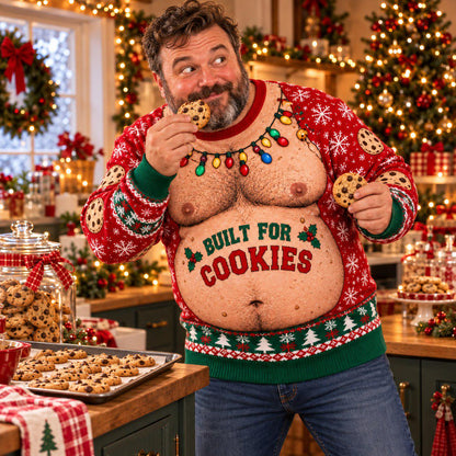 Funny Built For Cookies Hairy Chest Christmas Sweater