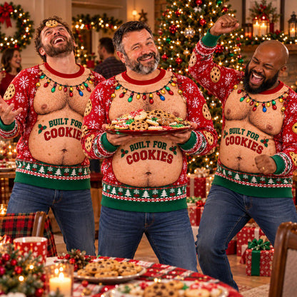 Funny Built For Cookies Hairy Chest Christmas Sweater