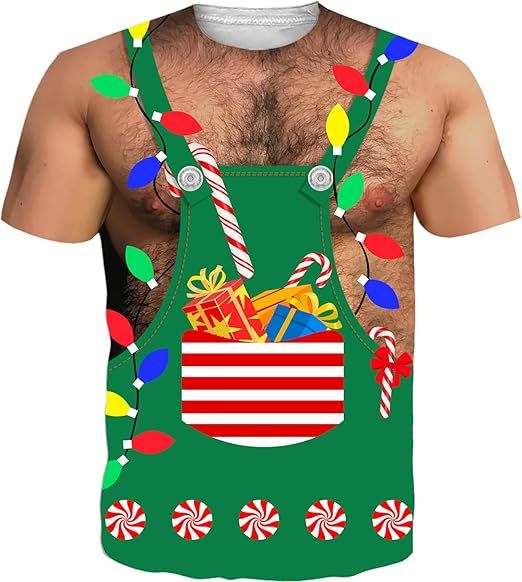 Funny Christmas Hairy Chest Body T-Shirt