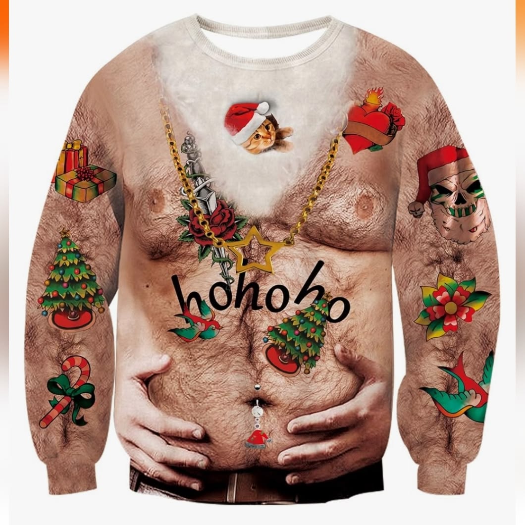 Funny Christmas Hairy Chest Sweatshirt