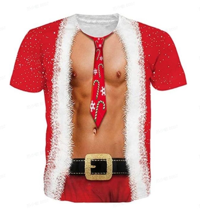 Funny Christmas Santa Muscle Body T-Shirt