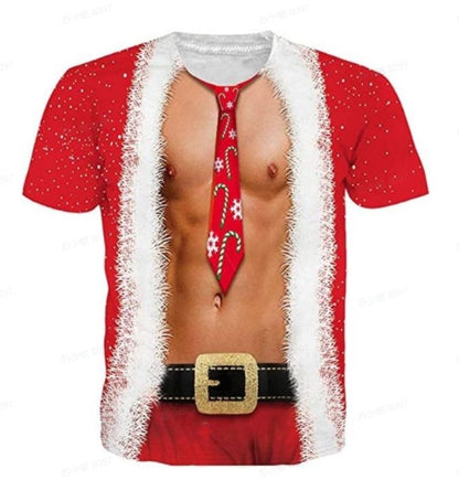 Funny Christmas Santa Muscle Body T-Shirt