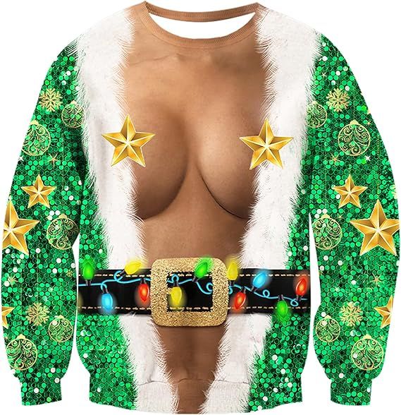 Funny Christmas Sexy Body Chest Star Sweatshirt
