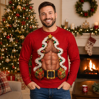 Funny Christmas Tree Chest Couple Ugly Sweater