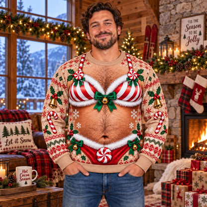 Funny Hairy Chest Bikini Ugly Christmas Sweater