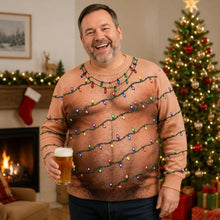 Funny Hairy Chest Christmas Lights Sweater