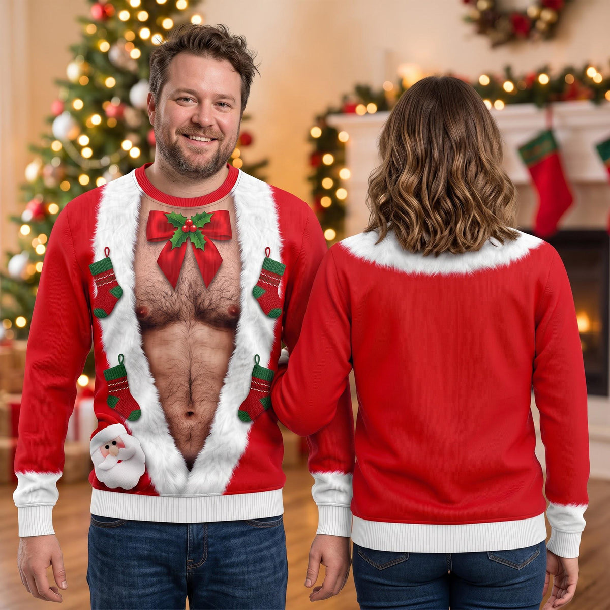 Funny Hairy Chest Christmas Sweater