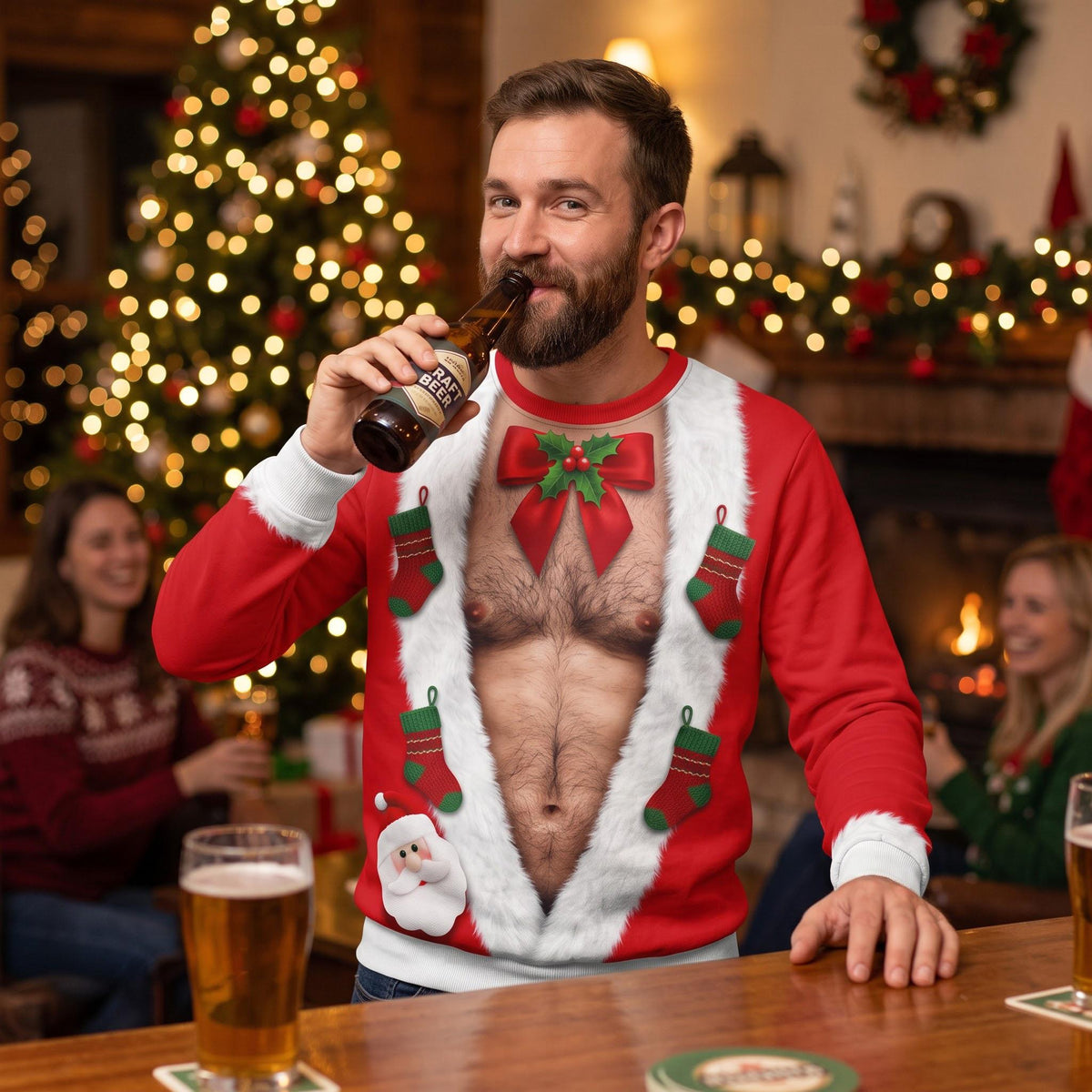 Funny Hairy Chest Christmas Sweater
