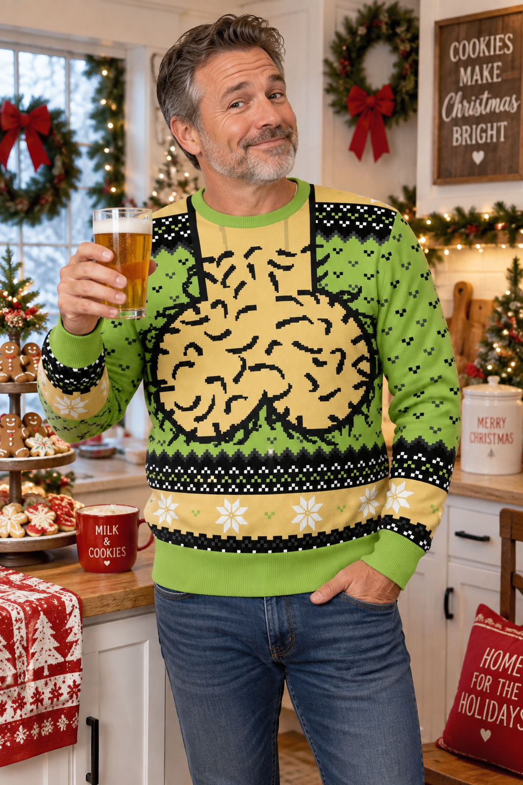 Funny Hairy Chest Christmas Ugly Sweater
