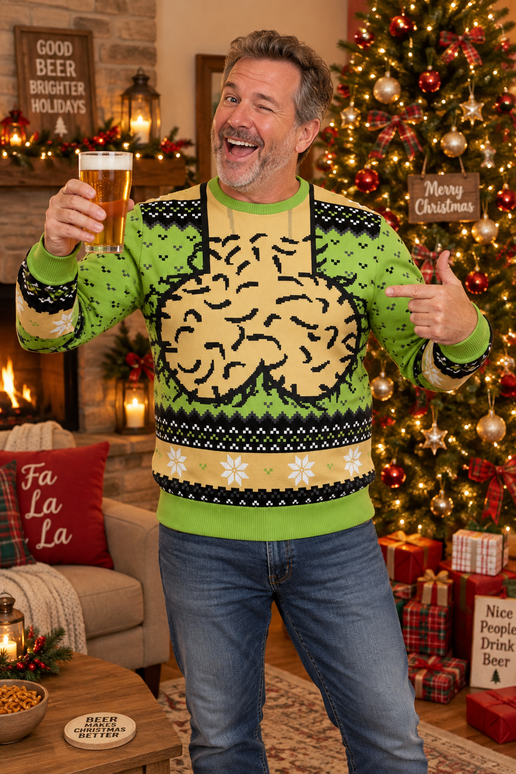 Funny Hairy Chest Christmas Ugly Sweater