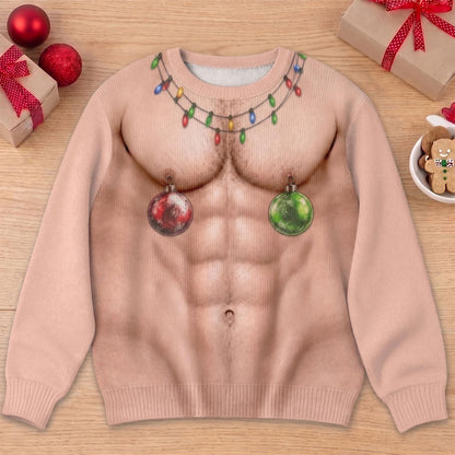 Funny Hairy Chest Nipple Ornaments Ugly Christmas Sweater
