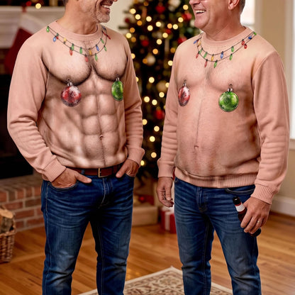 Funny Hairy Chest Nipple Ornaments Ugly Christmas Sweater