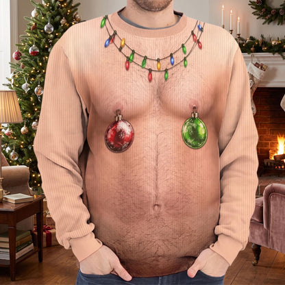 Funny Hairy Chest Nipple Ornaments Ugly Christmas Sweater