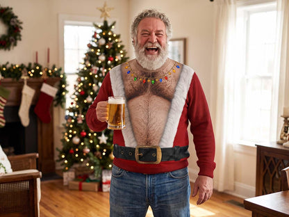 Funny Hairy Chest Santa Claus Christmas Sweater